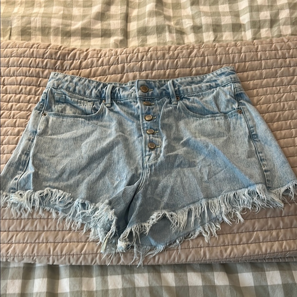 Denim Frayed Hem Women's Shorts